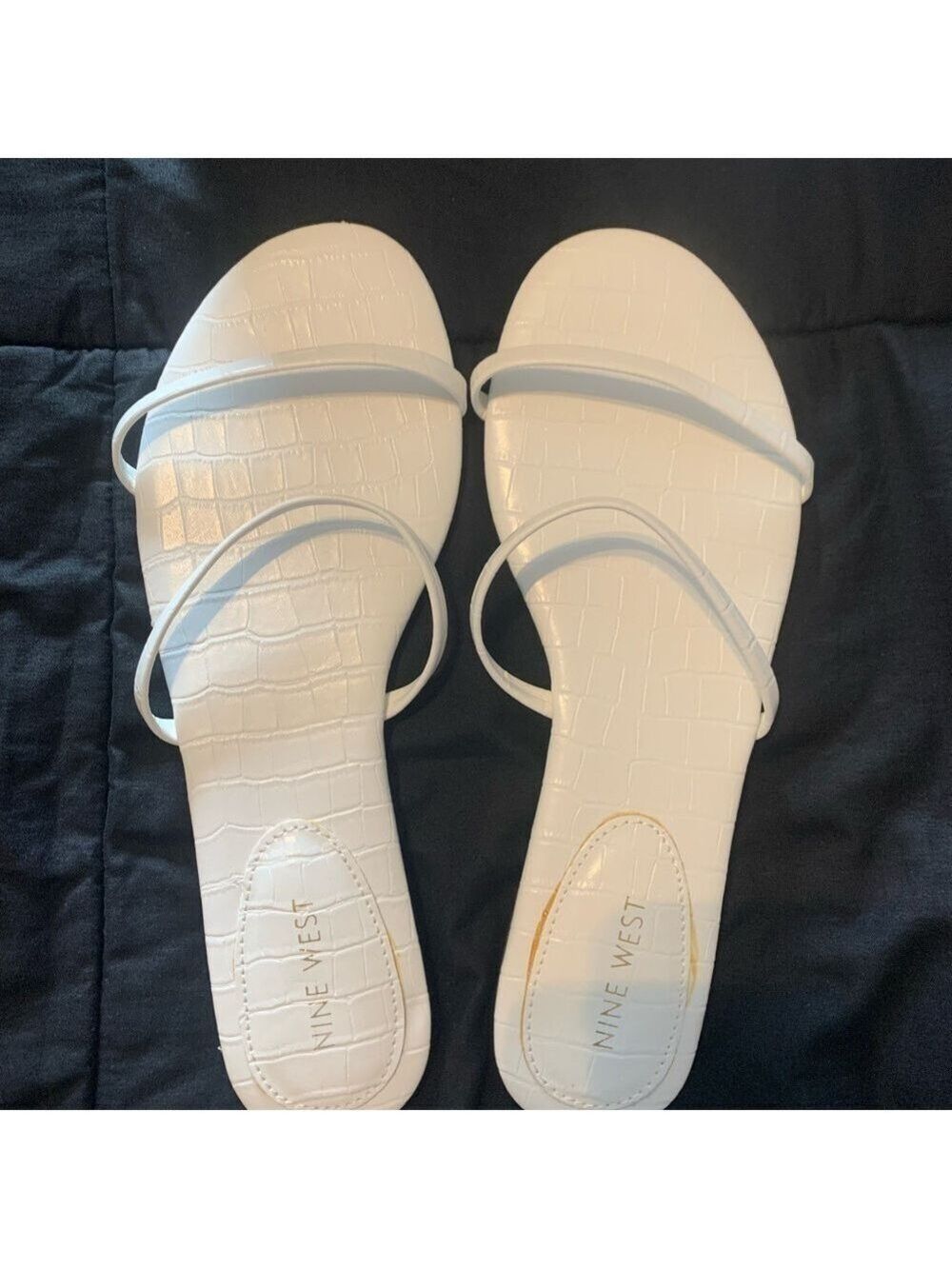 Nine West White Minimalist Slide Sandals - Picture 1 of 3